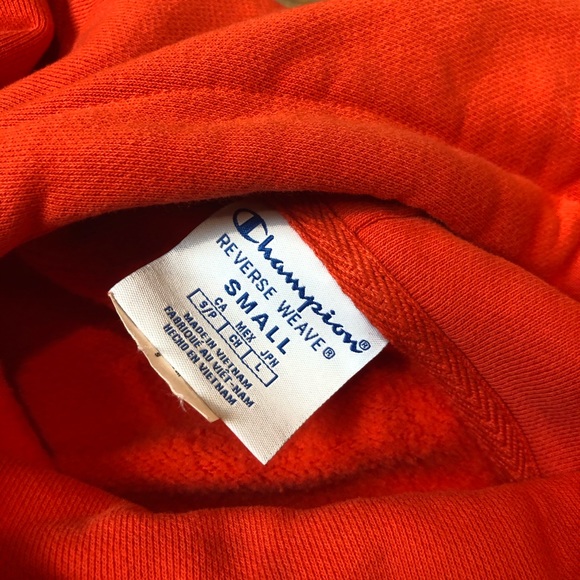 Champion Orange-Red Hoodie Sweatshirt From UO - Picture 4 of 5